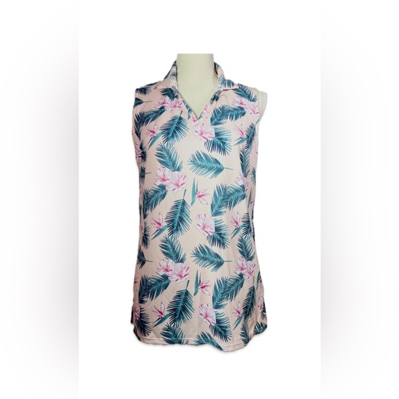 Puma Tops - Puma NWT Floral Sleeveless Golf Shirt Size M Lightweight Pink Floral